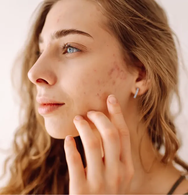 Girl with hand on face